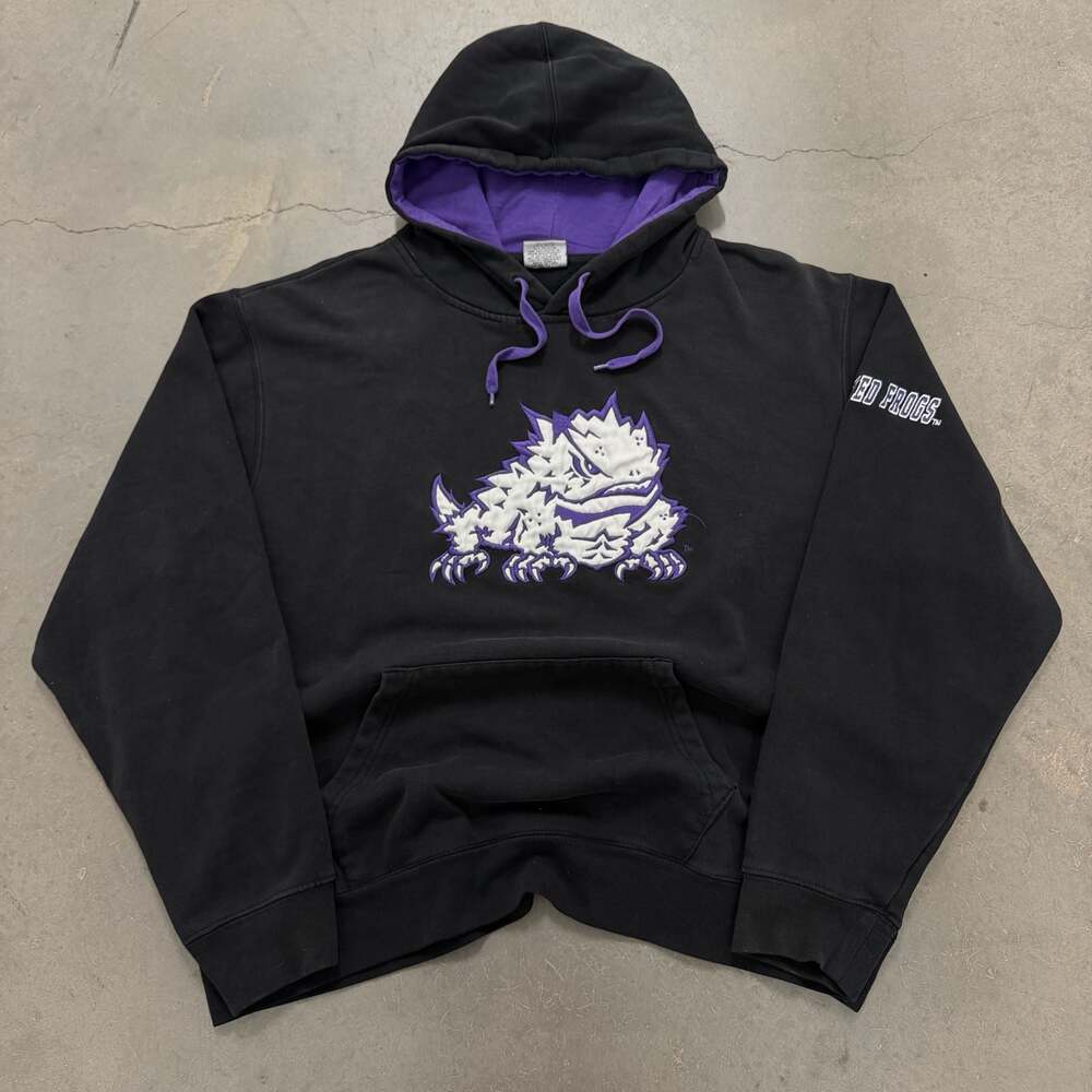 Vintage Stadium Athletics TCU Horned Frogs Black & Purple Pullover Hoodie XXL